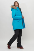 Купить Парка женская с капюшоном и мехом зимняя синего цвета 551963S, фото 12