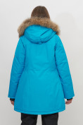 Купить Парка женская с капюшоном и мехом зимняя синего цвета 551963S, фото 9