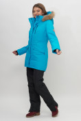 Купить Парка женская с капюшоном и мехом зимняя синего цвета 551963S, фото 2