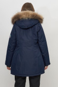 Купить Парка женская с капюшоном и мехом зимняя темно-синего цвета 551963TS, фото 10