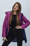 Купить Парка женская с капюшоном фиолетового цвета 551991F, фото 15