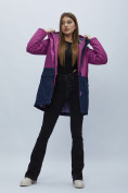 Купить Парка женская с капюшоном фиолетового цвета 551991F, фото 8