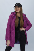 Купить Парка женская с капюшоном фиолетового цвета 551992F, фото 16