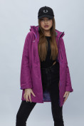 Купить Парка женская с капюшоном фиолетового цвета 551992F, фото 5