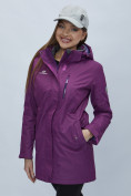Купить Парка женская с капюшоном фиолетового цвета 551993F, фото 17