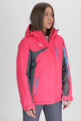 Купить Горнолыжная куртка женская малинового цвета 552001M, фото 3