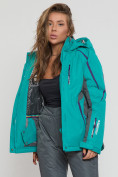 Купить Горнолыжная куртка женская зеленого цвета 552002Z, фото 7