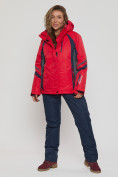 Купить Горнолыжная куртка женская big size красного цвета 552012Kr, фото 11
