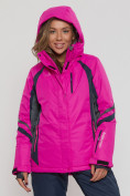 Купить Горнолыжная куртка женская big size розового цвета 552012R