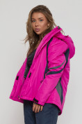 Купить Горнолыжная куртка женская big size розового цвета 552012R, фото 7