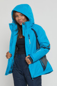 Купить Горнолыжная куртка женская big size синего цвета 552012S, фото 7