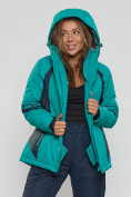 Купить Горнолыжная куртка женская big size зеленого цвета 552012Z, фото 7