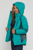 Купить Горнолыжная куртка женская big size зеленого цвета 552012Z, фото 8