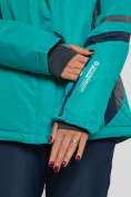 Купить Горнолыжная куртка женская big size зеленого цвета 552012Z, фото 9