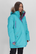 Купить Парка женская с мехом зимняя большого размера бирюзового цвета 552021Br, фото 10