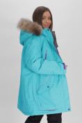 Купить Парка женская с мехом зимняя большого размера бирюзового цвета 552021Br, фото 13