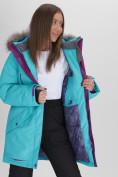 Купить Парка женская с мехом зимняя большого размера бирюзового цвета 552021Br, фото 16