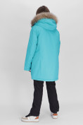Купить Парка женская с мехом зимняя большого размера бирюзового цвета 552021Br, фото 3