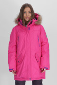 Купить Парка женская с мехом зимняя большого размера розового цвета 552021R, фото 6