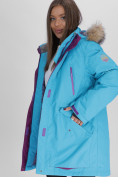 Купить Парка женская с мехом зимняя большого размера синего цвета 552021S, фото 8