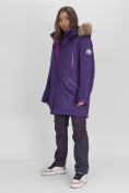 Купить Парка женская с мехом зимняя большого размера темно-фиолетового цвета 552021TF, фото 2