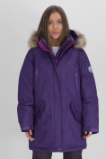 Купить Парка женская с мехом зимняя большого размера темно-фиолетового цвета 552021TF, фото 5