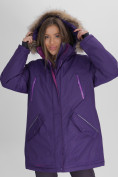 Купить Парка женская с мехом зимняя большого размера темно-фиолетового цвета 552021TF, фото 9