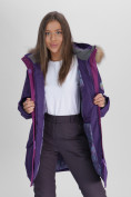 Купить Парка женская с мехом зимняя большого размера темно-фиолетового цвета 552021TF, фото 10