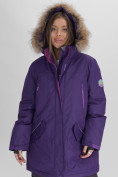 Купить Парка женская с мехом зимняя большого размера темно-фиолетового цвета 552021TF, фото 13