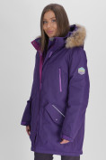 Купить Парка женская с мехом зимняя большого размера темно-фиолетового цвета 552021TF, фото 14