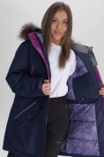 Купить Парка женская с мехом зимняя большого размера темно-синего цвета 552021TS, фото 10