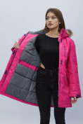 Купить Парка женская с мехом зимняя большого размера розового цвета 552022R, фото 12