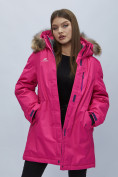Купить Парка женская с мехом зимняя большого размера розового цвета 552022R, фото 9