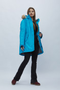 Купить Парка женская с мехом зимняя большого размера синего цвета 552022S, фото 4