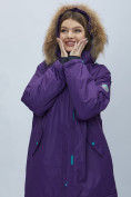 Купить Парка женская с мехом зимняя большого размера темно-фиолетового цвета 552022TF, фото 12