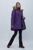 Купить Парка женская с мехом зимняя большого размера темно-фиолетового цвета 552022TF, фото 14