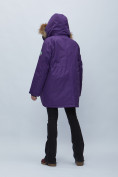 Купить Парка женская с мехом зимняя большого размера темно-фиолетового цвета 552022TF, фото 17