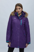 Купить Парка женская с мехом зимняя большого размера темно-фиолетового цвета 552022TF, фото 2