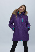 Купить Парка женская с мехом зимняя большого размера темно-фиолетового цвета 552022TF, фото 3