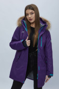 Купить Парка женская с мехом зимняя большого размера темно-фиолетового цвета 552022TF, фото 6