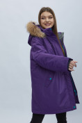 Купить Парка женская с мехом зимняя большого размера темно-фиолетового цвета 552022TF, фото 8