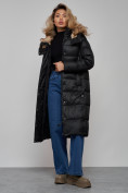 Купить Пальто утепленное молодежное зимнее женское черного цвета 57997Ch, фото 20