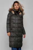 Купить Пальто утепленное молодежное зимнее женское цвета хаки 57997Kh, фото 10