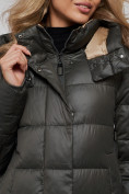 Купить Пальто утепленное молодежное зимнее женское цвета хаки 57997Kh, фото 15