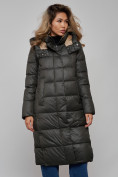 Купить Пальто утепленное молодежное зимнее женское цвета хаки 57997Kh, фото 19
