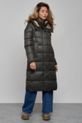 Купить Пальто утепленное молодежное зимнее женское цвета хаки 57997Kh, фото 2