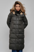 Купить Пальто утепленное молодежное зимнее женское цвета хаки 57997Kh, фото 20