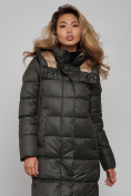 Купить Пальто утепленное молодежное зимнее женское цвета хаки 57997Kh, фото 21