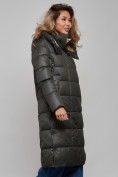 Купить Пальто утепленное молодежное зимнее женское цвета хаки 57997Kh, фото 4
