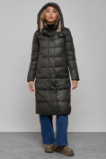 Купить Пальто утепленное молодежное зимнее женское цвета хаки 57997Kh, фото 6